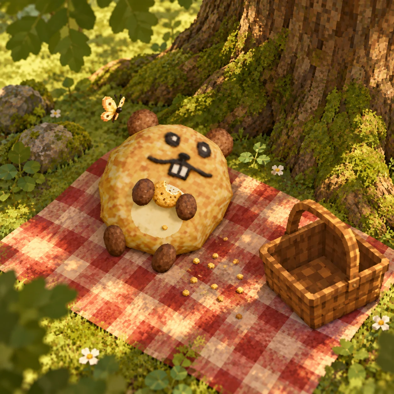 COOK enjoying a woodland picnic